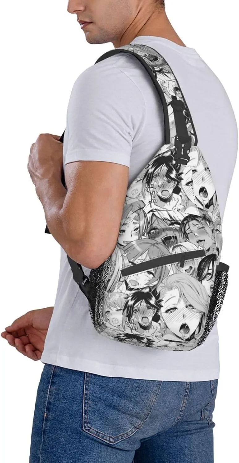 Ahegao Sling Backpack Chest Bag Crossbody Shoulder Bag Gym Cycling Travel Hiking Daypack For Men Women