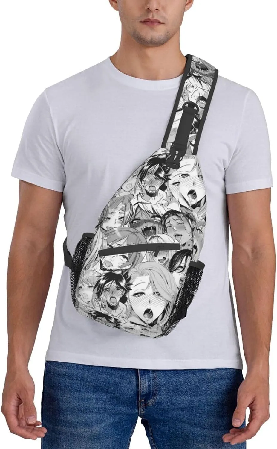 Ahegao Sling Backpack Chest Bag Crossbody Shoulder Bag Gym Cycling Travel Hiking Daypack For Men Women