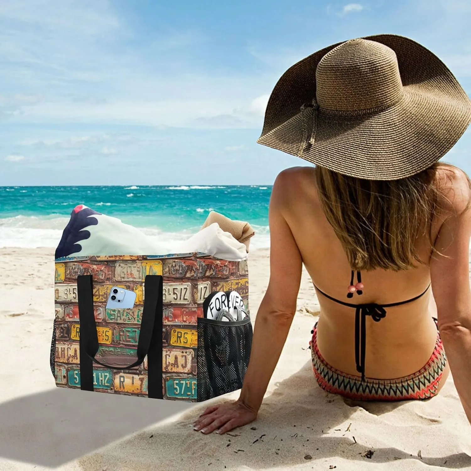 ALAZA Starfish Seamless Waterproof Beach Tote Bags