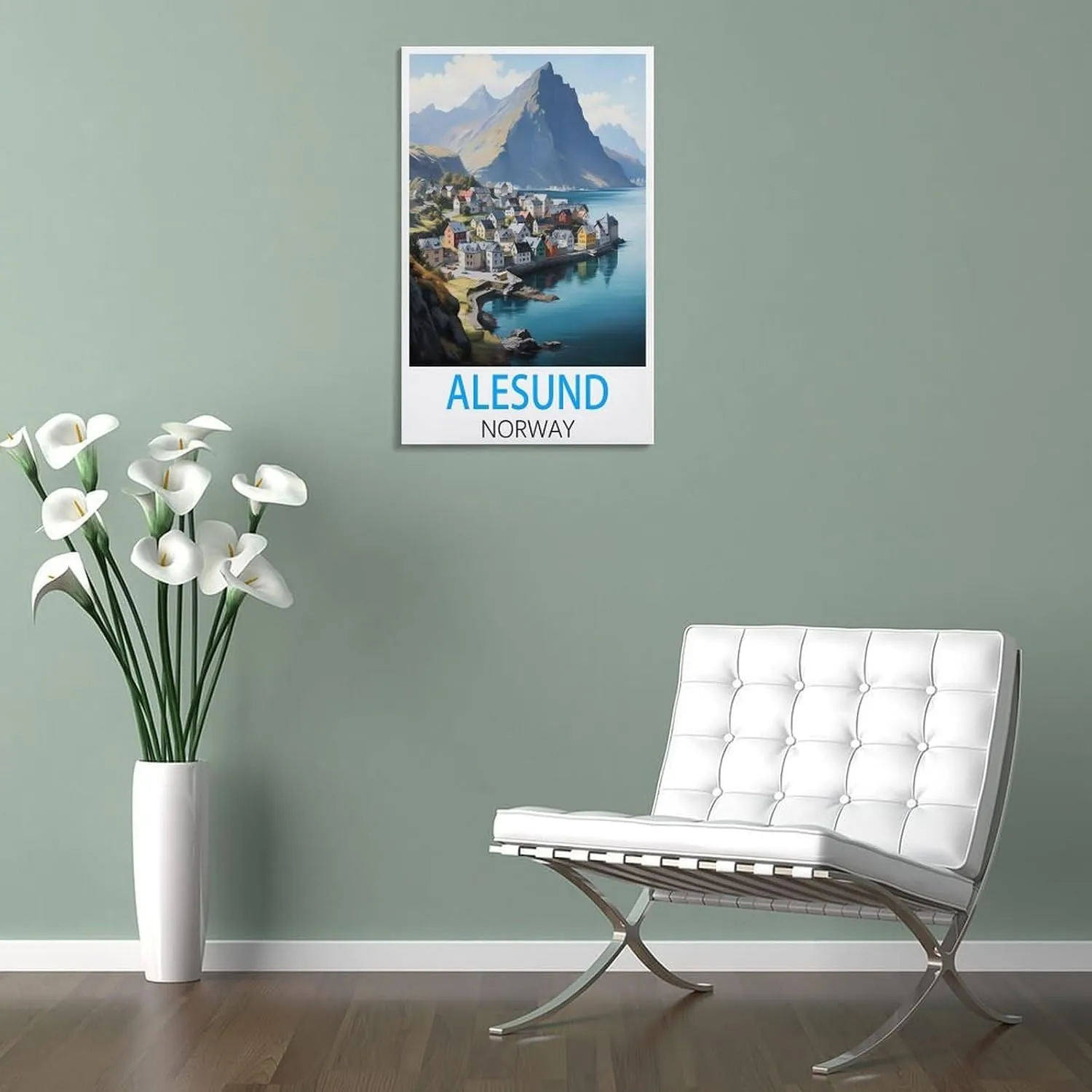 Alesund Norway Travel Poster Print Canvas Wall Art for Bedroom Living Room HD Print Posters 12x18inch(30x45cm)