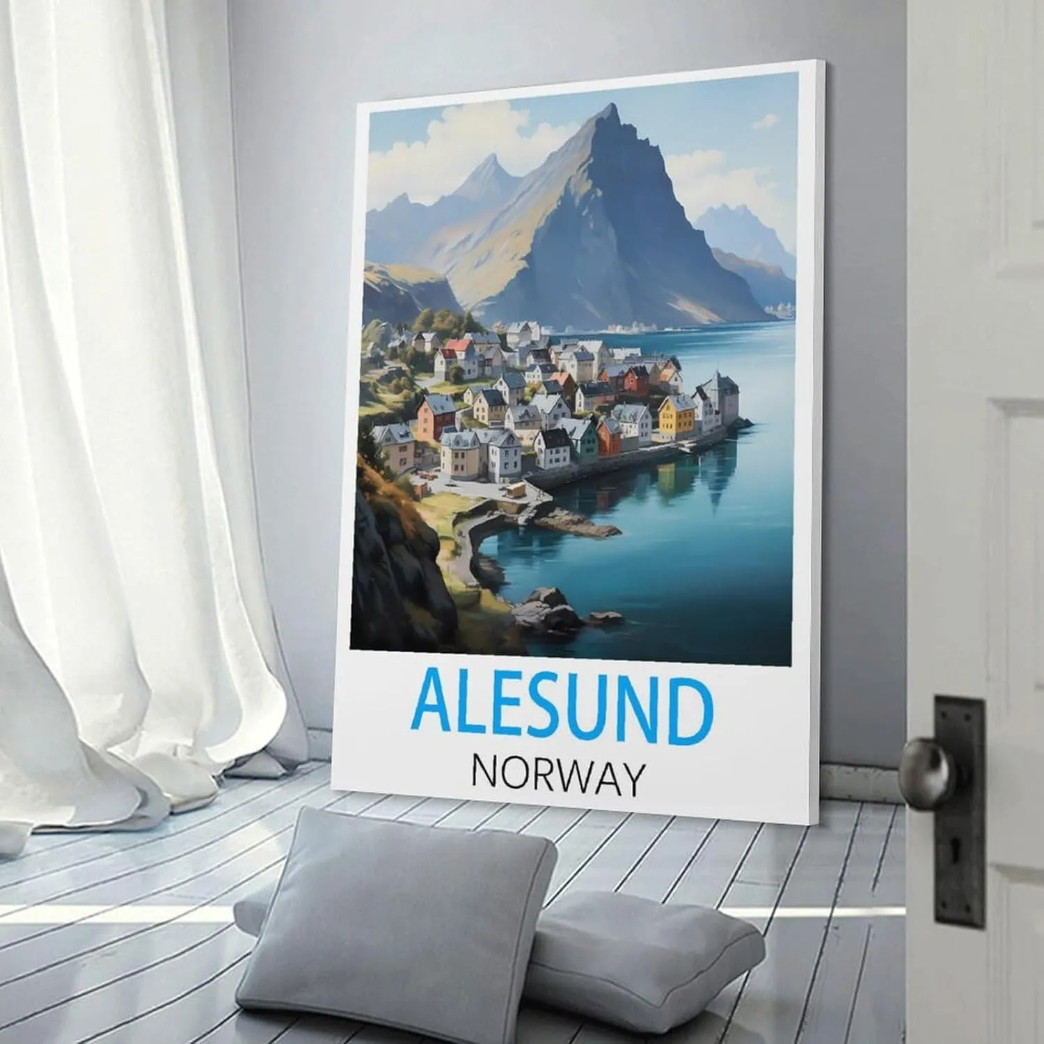 Alesund Norway Travel Poster Print Canvas Wall Art for Bedroom Living Room HD Print Posters 12x18inch(30x45cm)