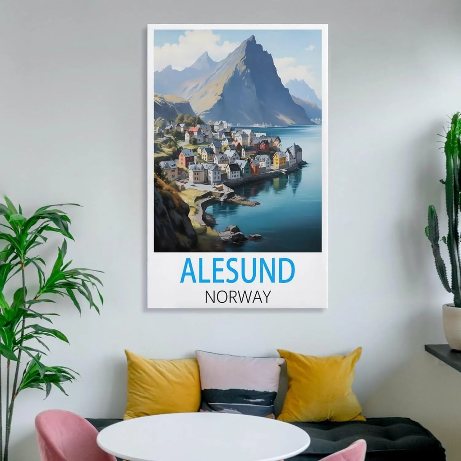 Alesund Norway Travel Poster Print Canvas Wall Art for Bedroom Living Room HD Print Posters 12x18inch(30x45cm)