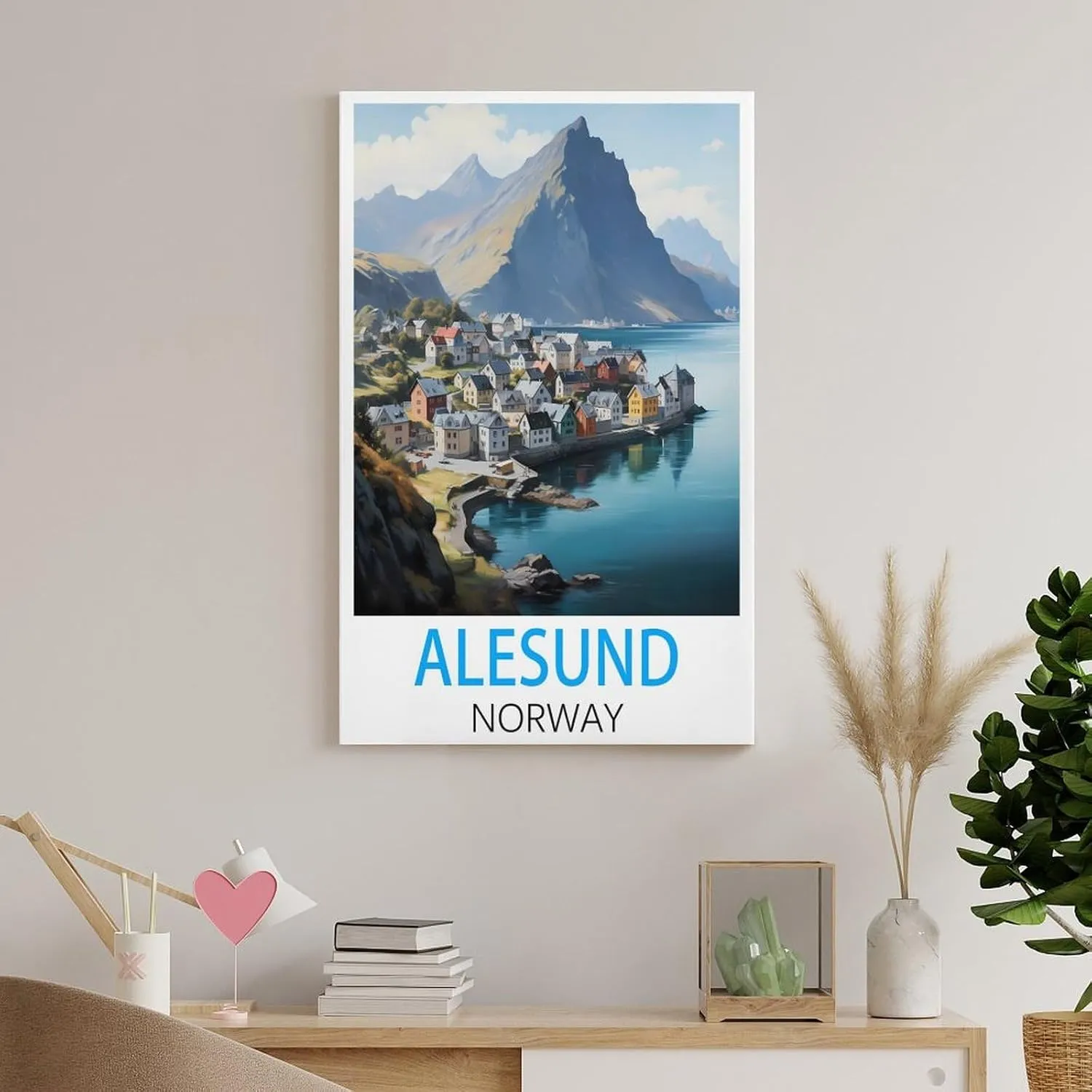 Alesund Norway Travel Poster Print Canvas Wall Art for Bedroom Living Room HD Print Posters 12x18inch(30x45cm)