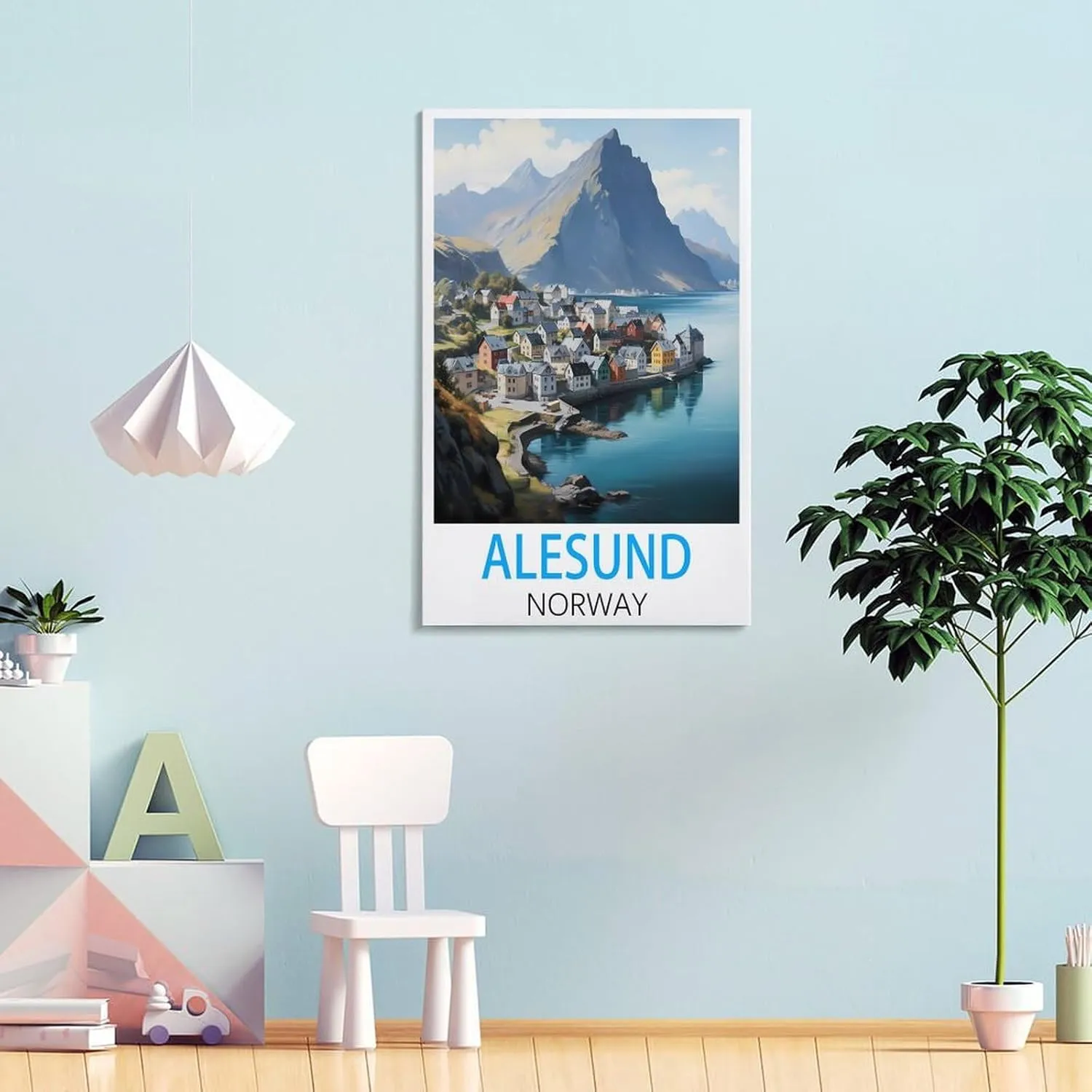 Alesund Norway Travel Poster Print Canvas Wall Art for Bedroom Living Room HD Print Posters 12x18inch(30x45cm)