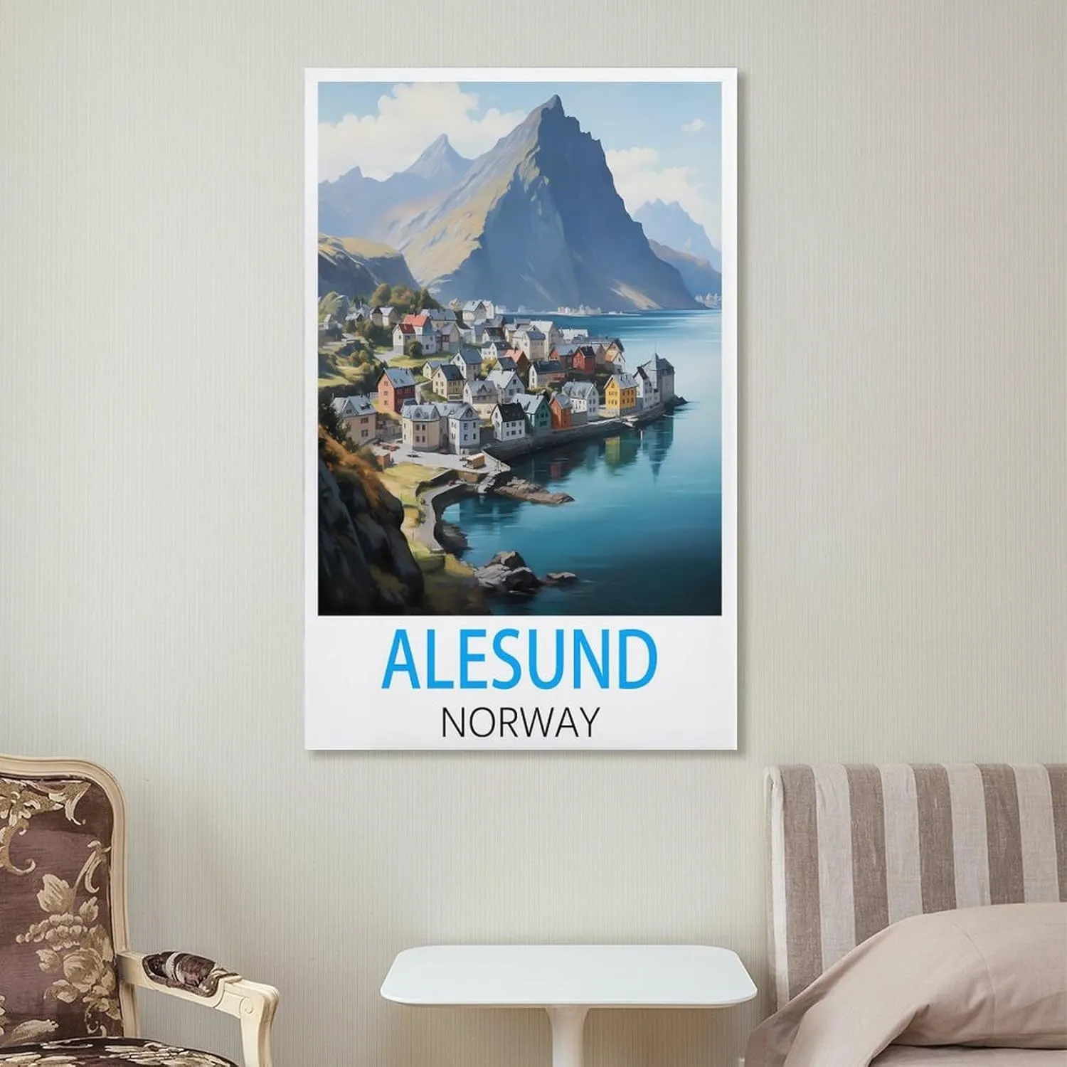 Alesund Norway Travel Poster Print Canvas Wall Art for Bedroom Living Room HD Print Posters 12x18inch(30x45cm)