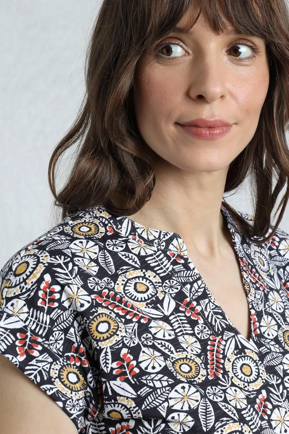 Alia organic cotton jersey print top