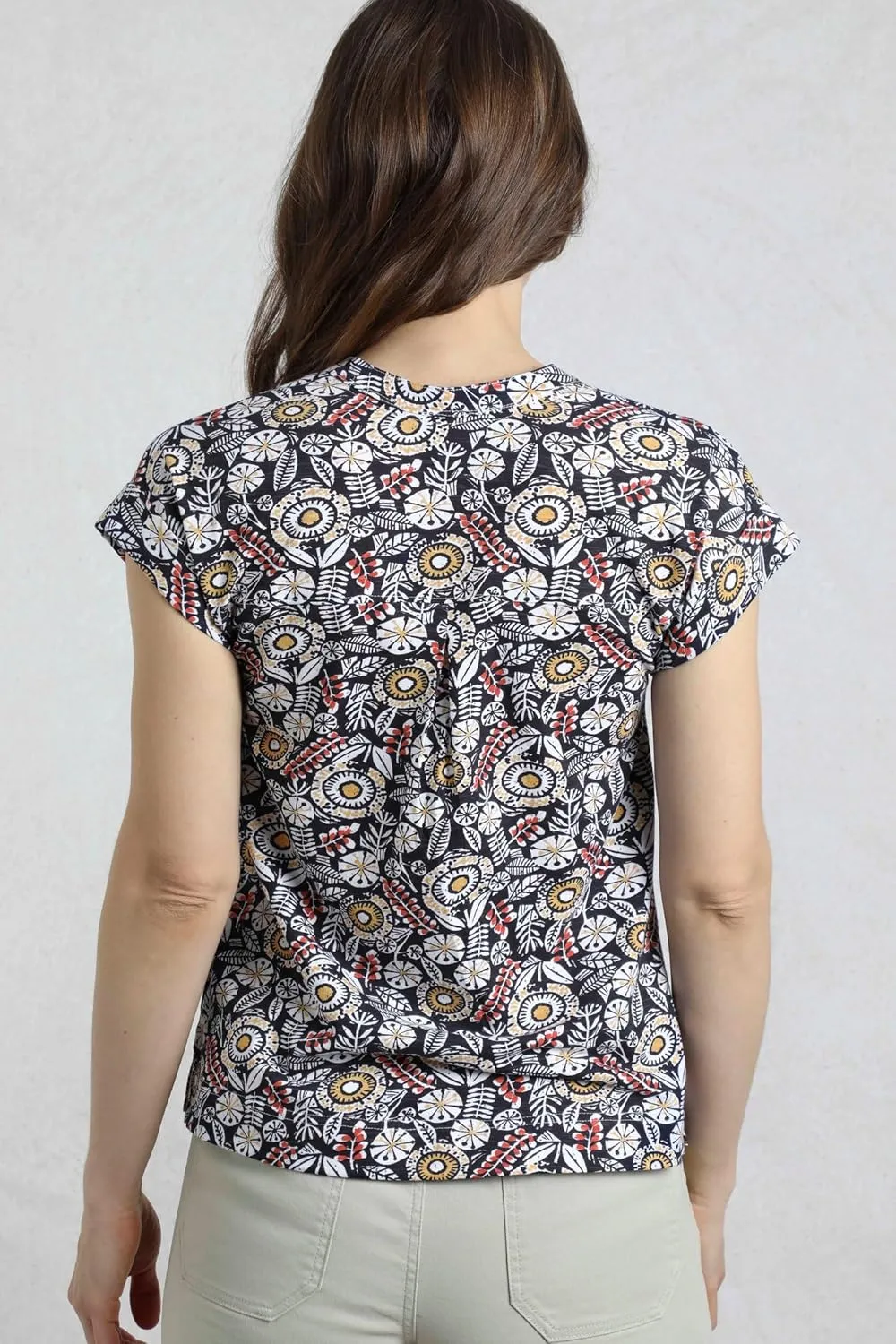Alia organic cotton jersey print top