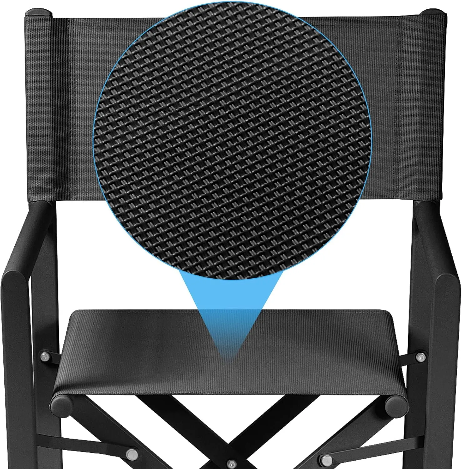 Aluminium Directors Chair Camping Chair Portable Folding Chair Outdoor and Indoor Use for Living Room, Patio, Backyard, Picnic and Balcony (1, Black, Standard)