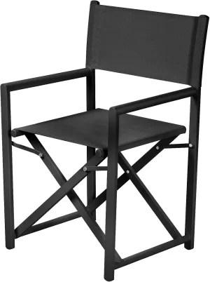 Aluminium Directors Chair Camping Chair Portable Folding Chair Outdoor and Indoor Use for Living Room, Patio, Backyard, Picnic and Balcony (1, Black, Standard)