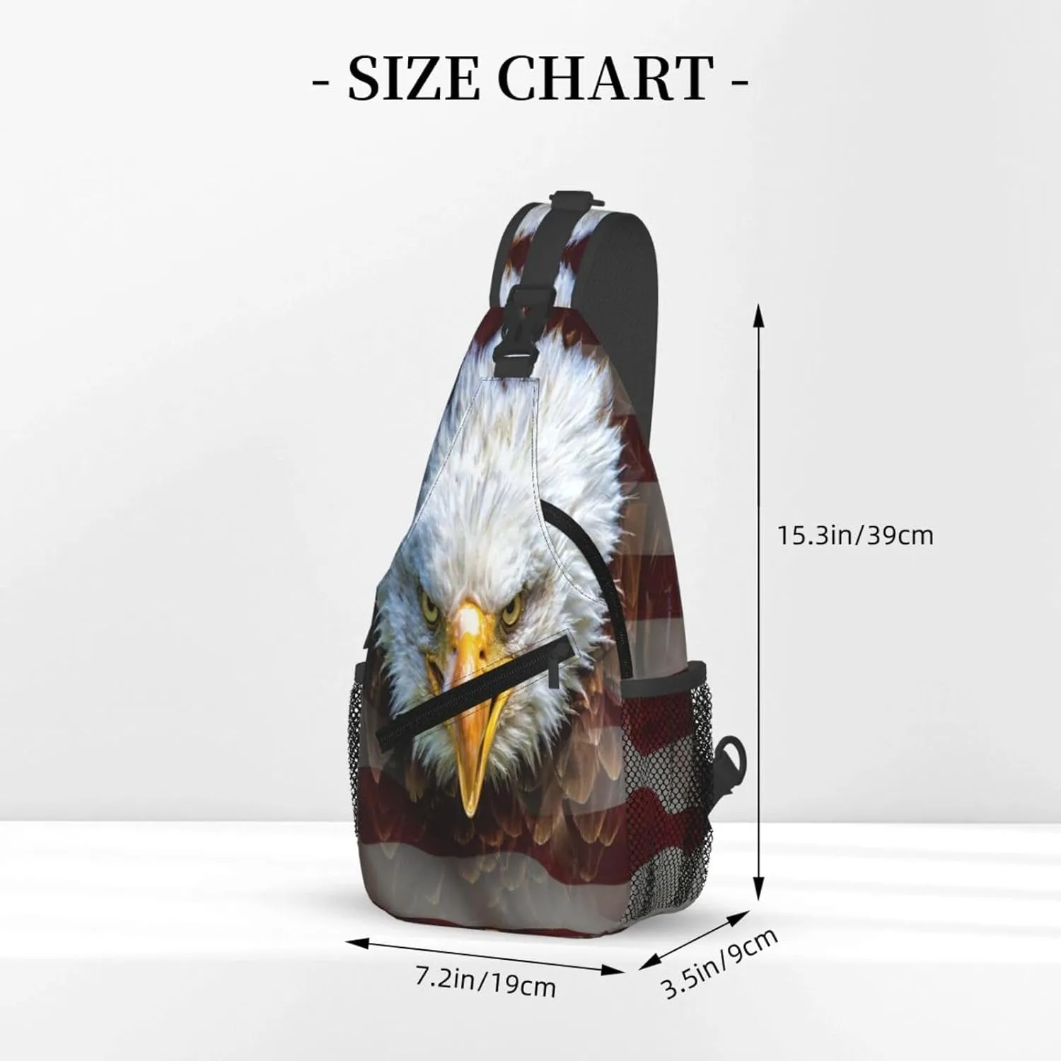 American Flag Bald Eagle Sling Backpack For Men Women Chest Bag Crossbody Shoulder Bag Gym Cycling Travel Hiking Daypack