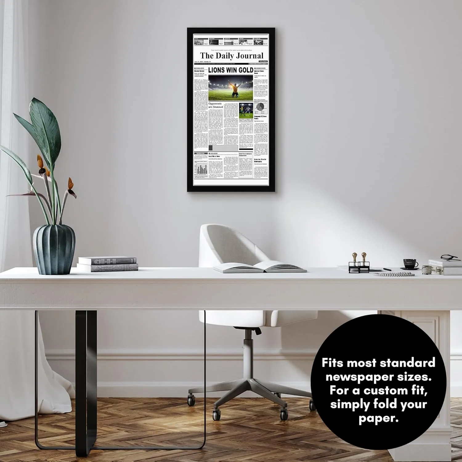 Americanflat 11x22 Newspaper Frame with Polished Plexiglass - Display for Assorted Media Articles - Signature Collection - Modern Picture Frame for Wall Display - Black