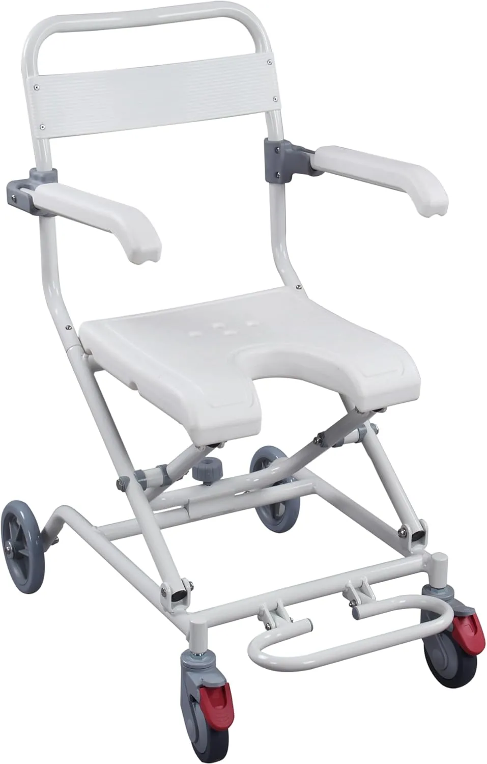AOI Shower Chair with Wheels, Shower Wheelchair, Rolling Shower Chair, Shower Commode Chair, Handicap Shower Chair with Wheels, White