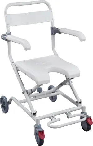 AOI Shower Chair with Wheels, Shower Wheelchair, Rolling Shower Chair, Shower Commode Chair, Handicap Shower Chair with Wheels, White