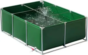 Aquaculture Water Tank Cistern,Aquarium Pool with Drain Valve,Large Rectangular Pool with Frame,for Koi Fish Turtles Swimming