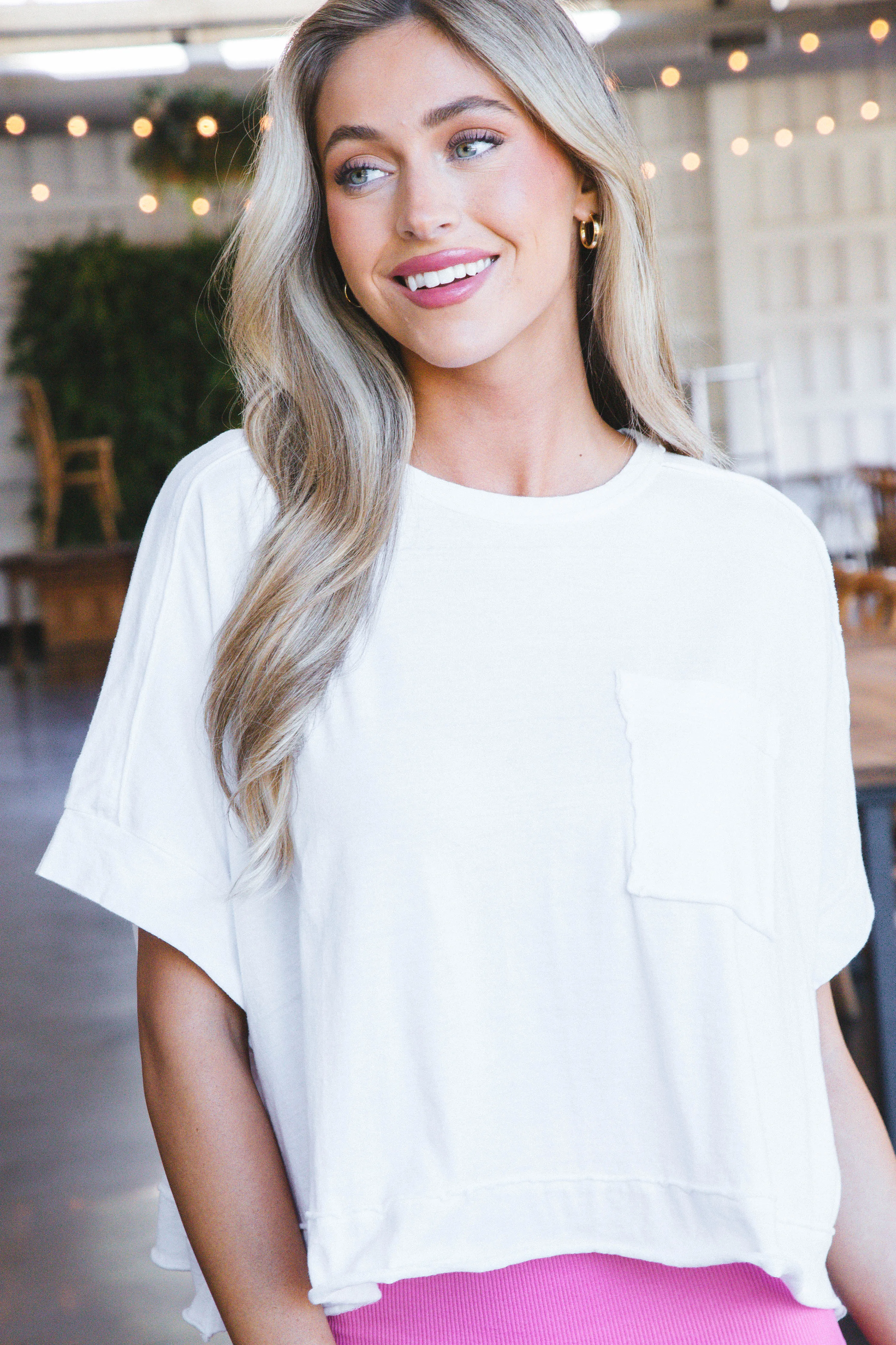 Arya Oversized Crop Knit Top, White