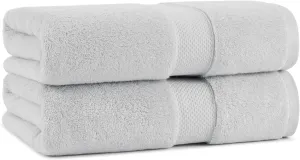 Aston & Arden Egyptian Bath Towels - Pack of 2 - Oversized Ultra Soft Thick & Absorbent, 100% Ringspun Egyptian Cotton Bathroom Towel for Spa, Hotel, 600 GSM, 30 x 54 in, Light Grey