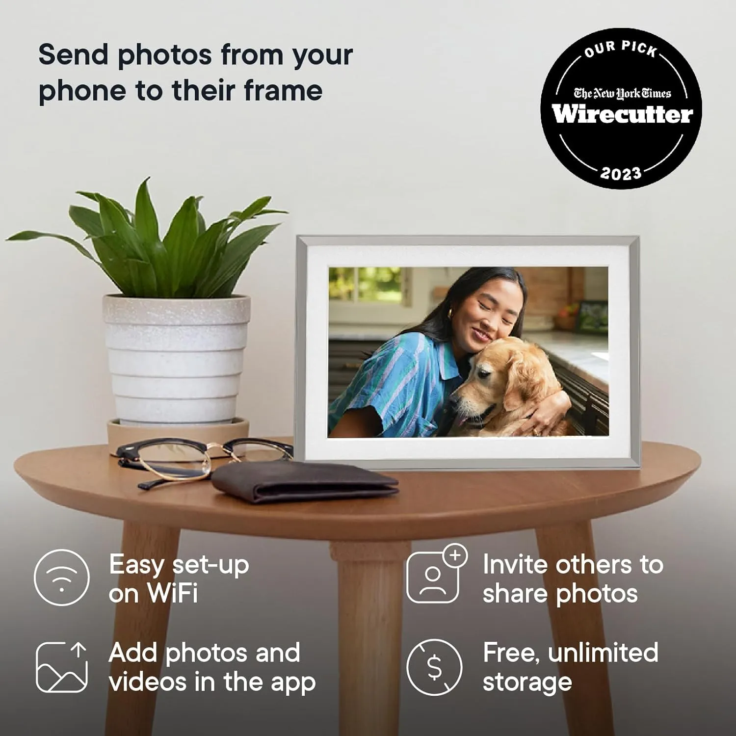 Aura Carver 10.1" WiFi Digital Picture Frame | The Best Digital Frame for Gifting | Send Photos from Your Phone | Quick, Easy Setup in Aura App | Free Unlimited Storage | (Clay with White Mat)
