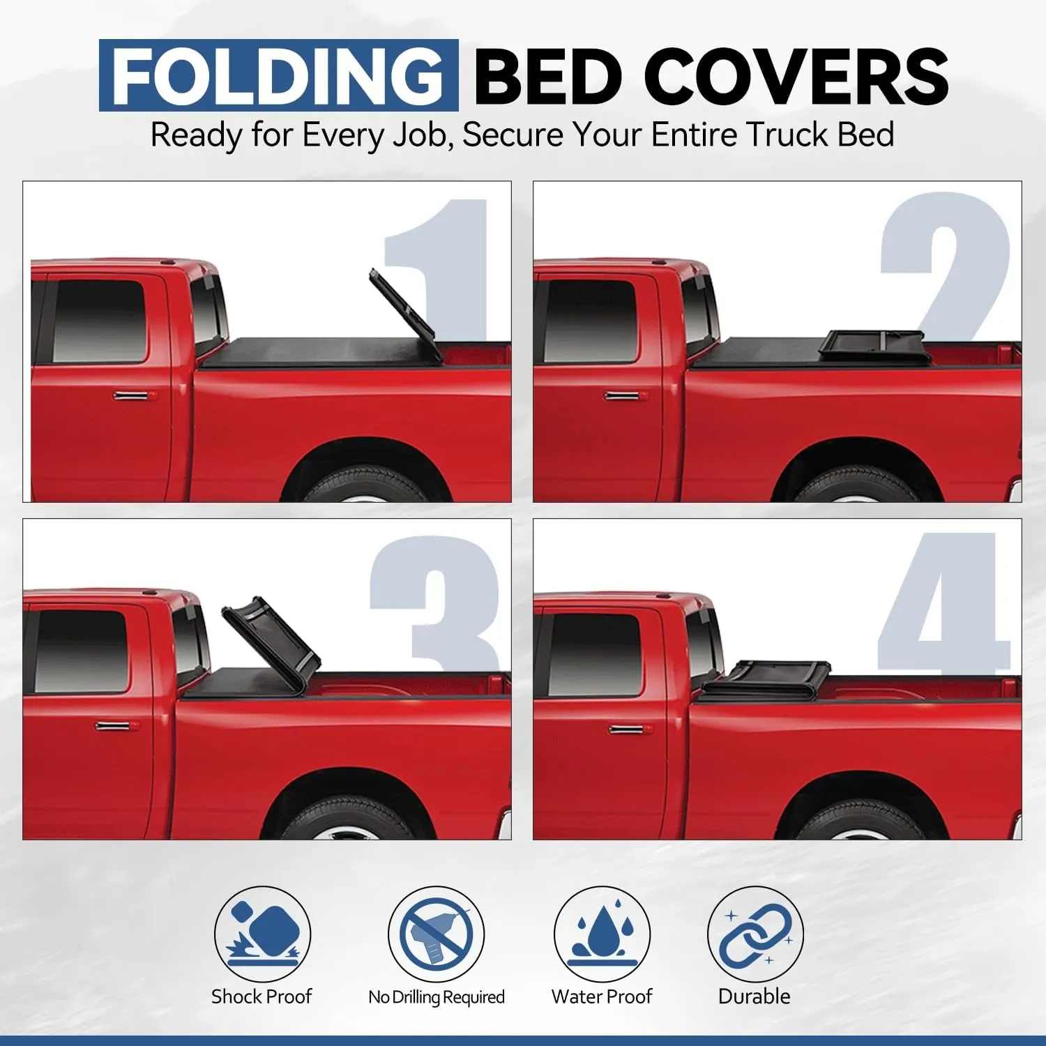 Auto Dynasty Soft Tri-Fold Truck Bed Tonneau Cover Compatible with 2005-2011 Mitsubishi Raider Dodge/Ram Dakota 5.25Ft Fleetside/Styleside Bed, Matte Black Soft Vinyl Top