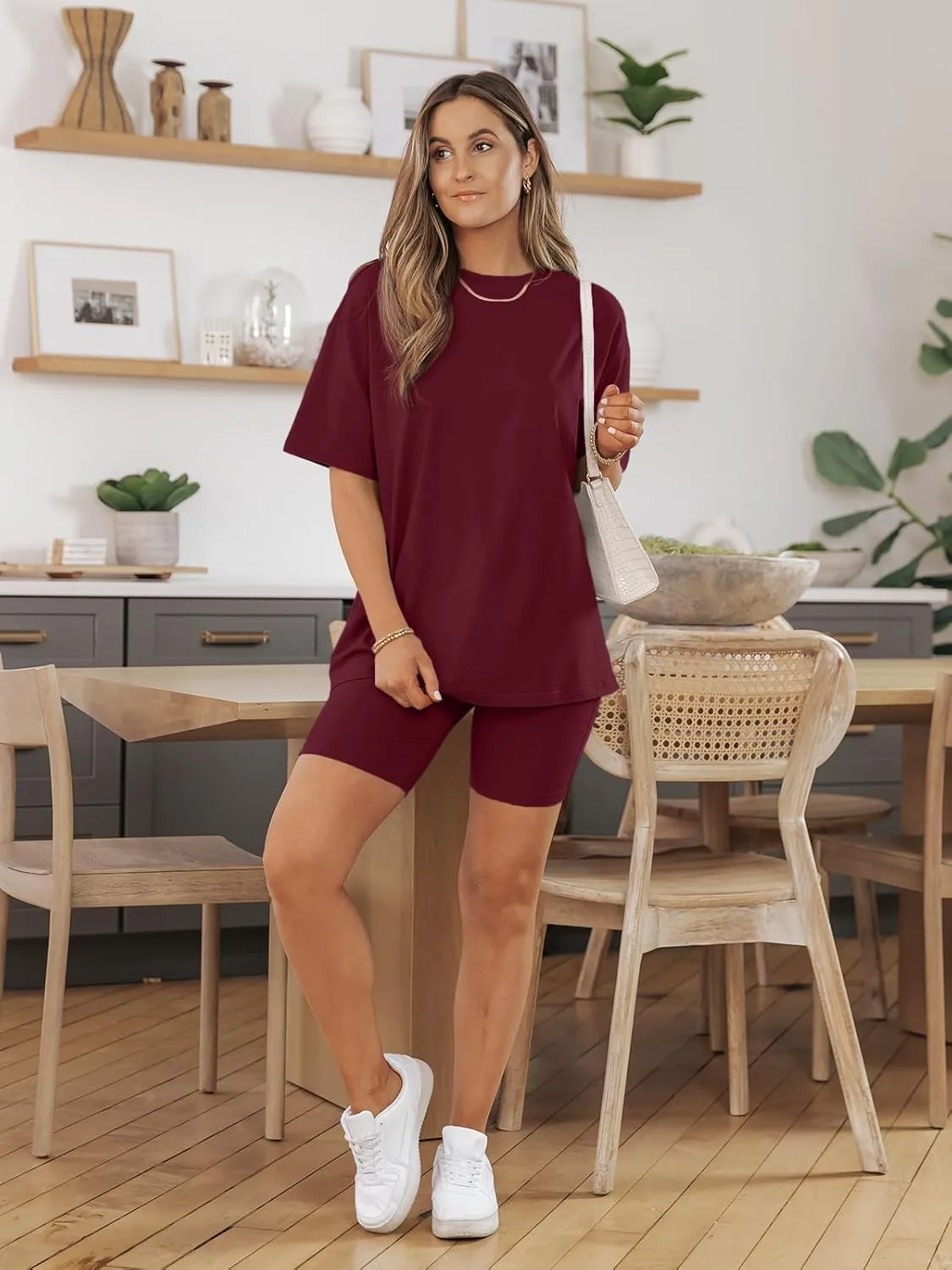 AUTOMET Womens 2 Piece Sets Summer Outfits 2025 Two Piece Lounge Set Matching Clothing Oversized Tshirts Biker Short Fashion