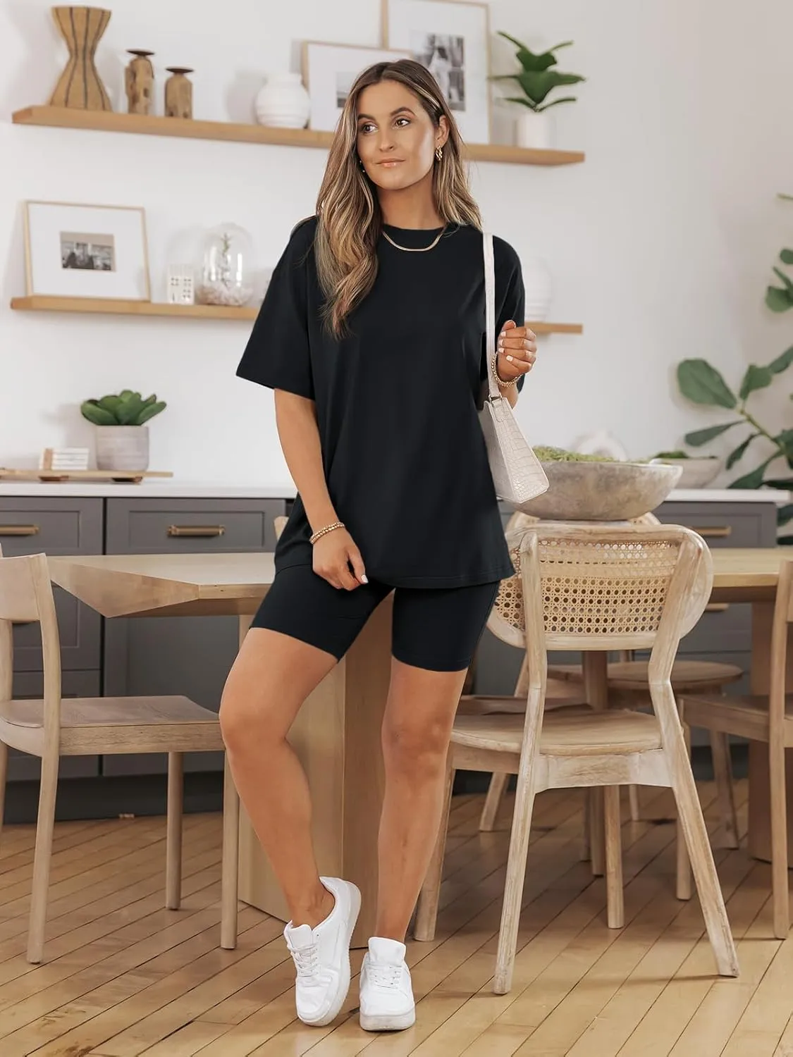 AUTOMET Womens 2 Piece Sets Summer Outfits 2025 Two Piece Lounge Set Matching Clothing Oversized Tshirts Biker Short Fashion