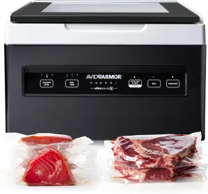 Avid Armor Chamber Vacuum Sealer Machine USVX Ultra Series 10" Seal Bar for Liquid-Rich Wet Foods, Cooking Sous Vide, Infusions. Compact Size Vacuum Chamber Sealer Black Color Great for the Countertop