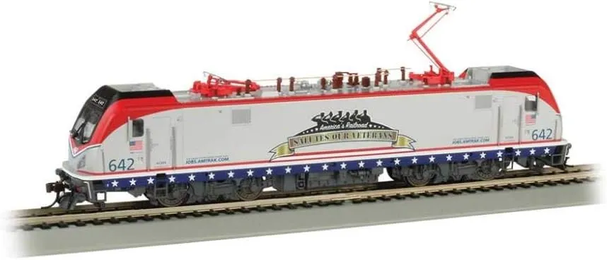 Bachmann Trains ACS-64 Dcc Wowsound Equipped Electric Locomotive Amtrak #642 - Salutes Our Veterans - HO Scale, Prototypical Silver