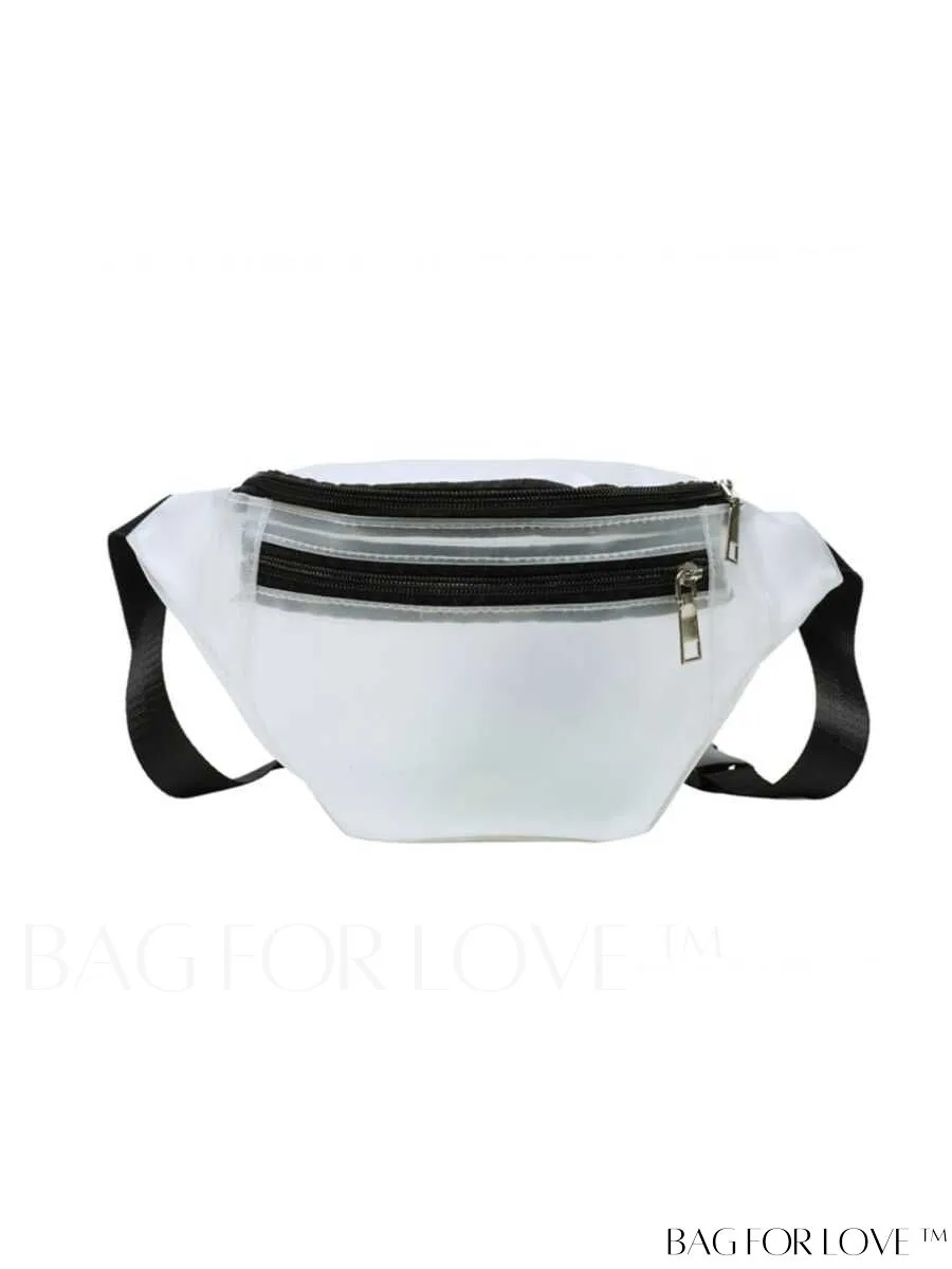 BagForLove - White Zippered Fanny Pack with Quick-Release Buckle