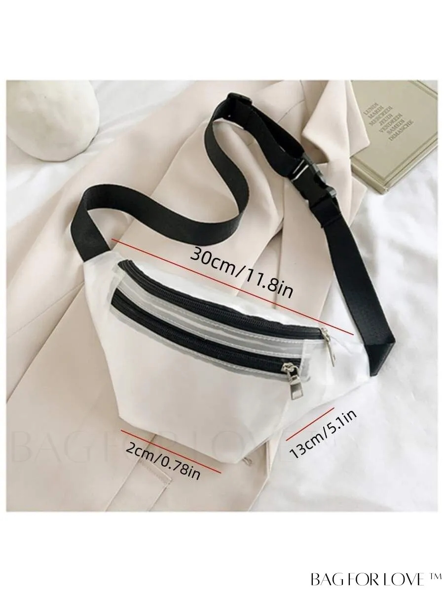 BagForLove - White Zippered Fanny Pack with Quick-Release Buckle