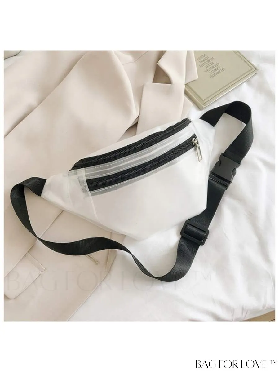 BagForLove - White Zippered Fanny Pack with Quick-Release Buckle