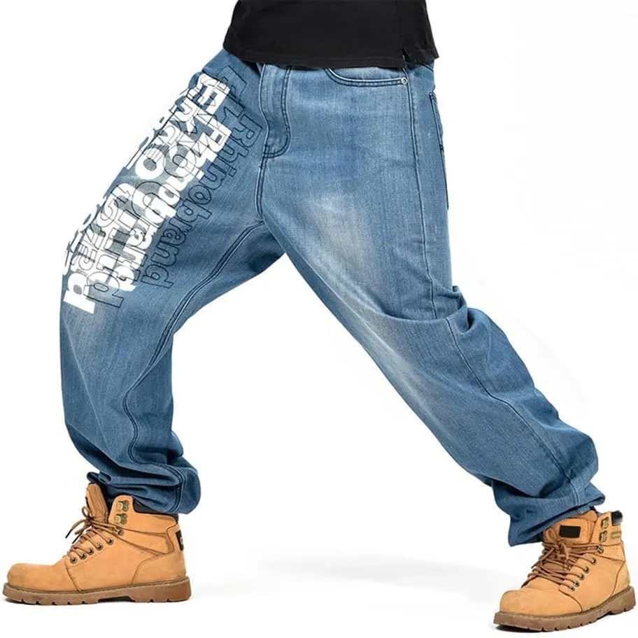Baggy Jeans Men Hip Hop Loose Fit 90s Skateboard Denim Pants