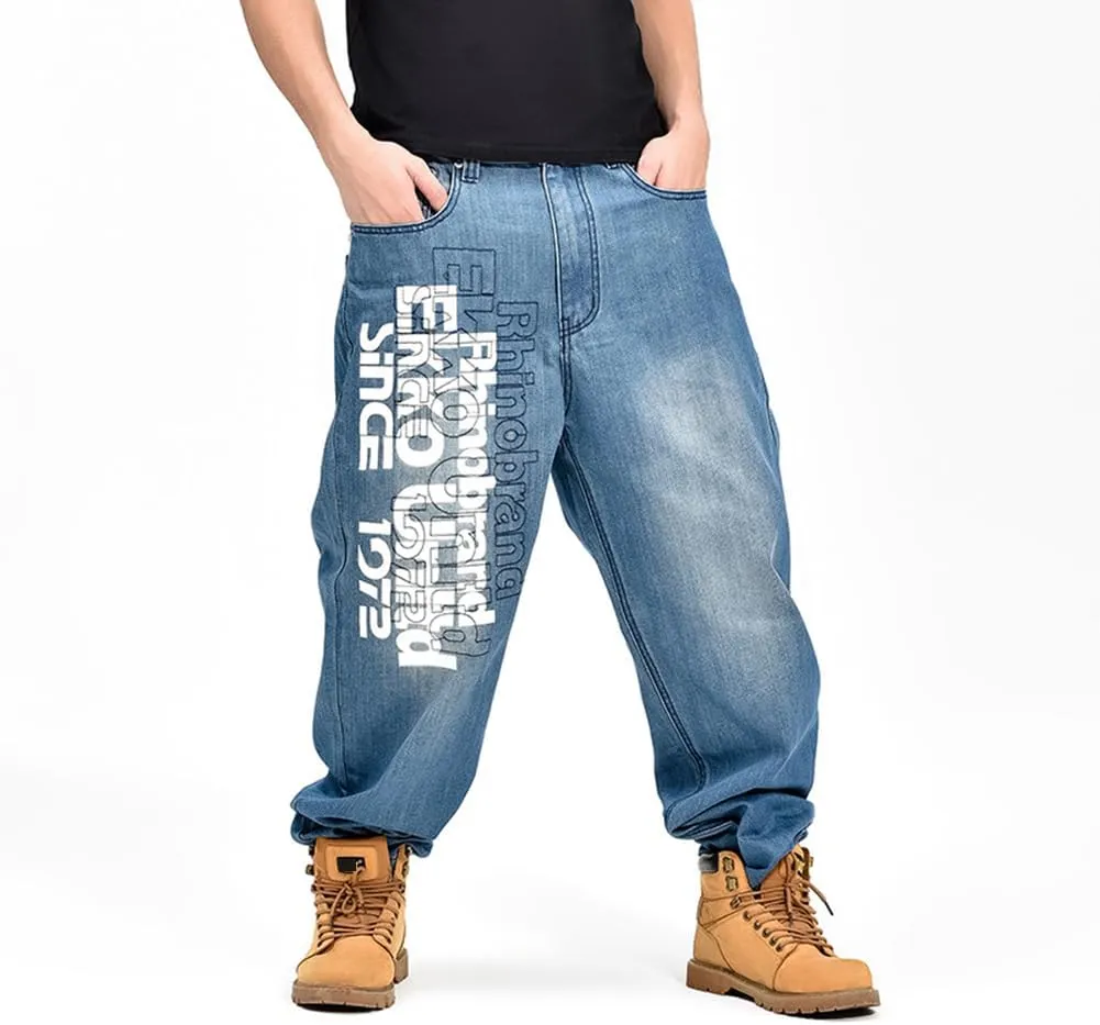 Baggy Jeans Men Hip Hop Loose Fit 90s Skateboard Denim Pants