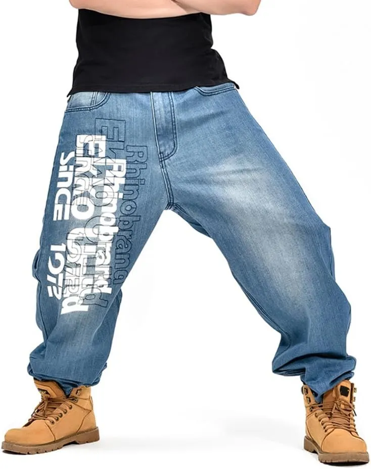 Baggy Jeans Men Hip Hop Loose Fit 90s Skateboard Denim Pants
