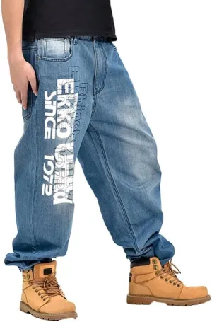 Baggy Jeans Men Hip Hop Loose Fit 90s Skateboard Denim Pants