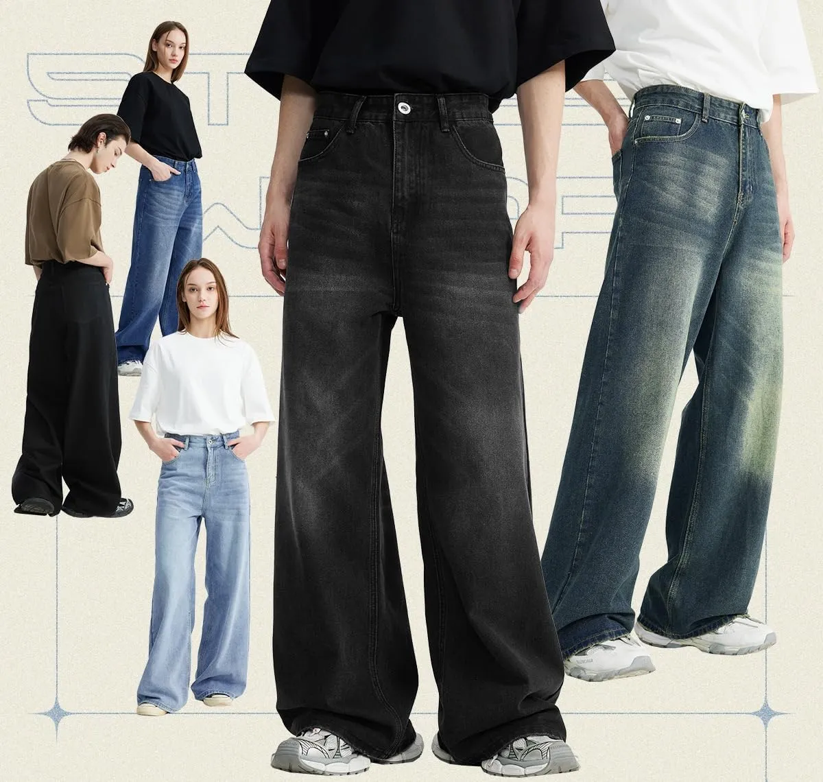 Baggy Men's Loose Fit Y2k Pants - Vintage Casual Skater Jeans with Wide Legs - Hip Hop Aesthetic Streetwear