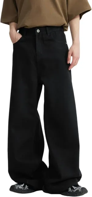 Baggy Men's Loose Fit Y2k Pants - Vintage Casual Skater Jeans with Wide Legs - Hip Hop Aesthetic Streetwear