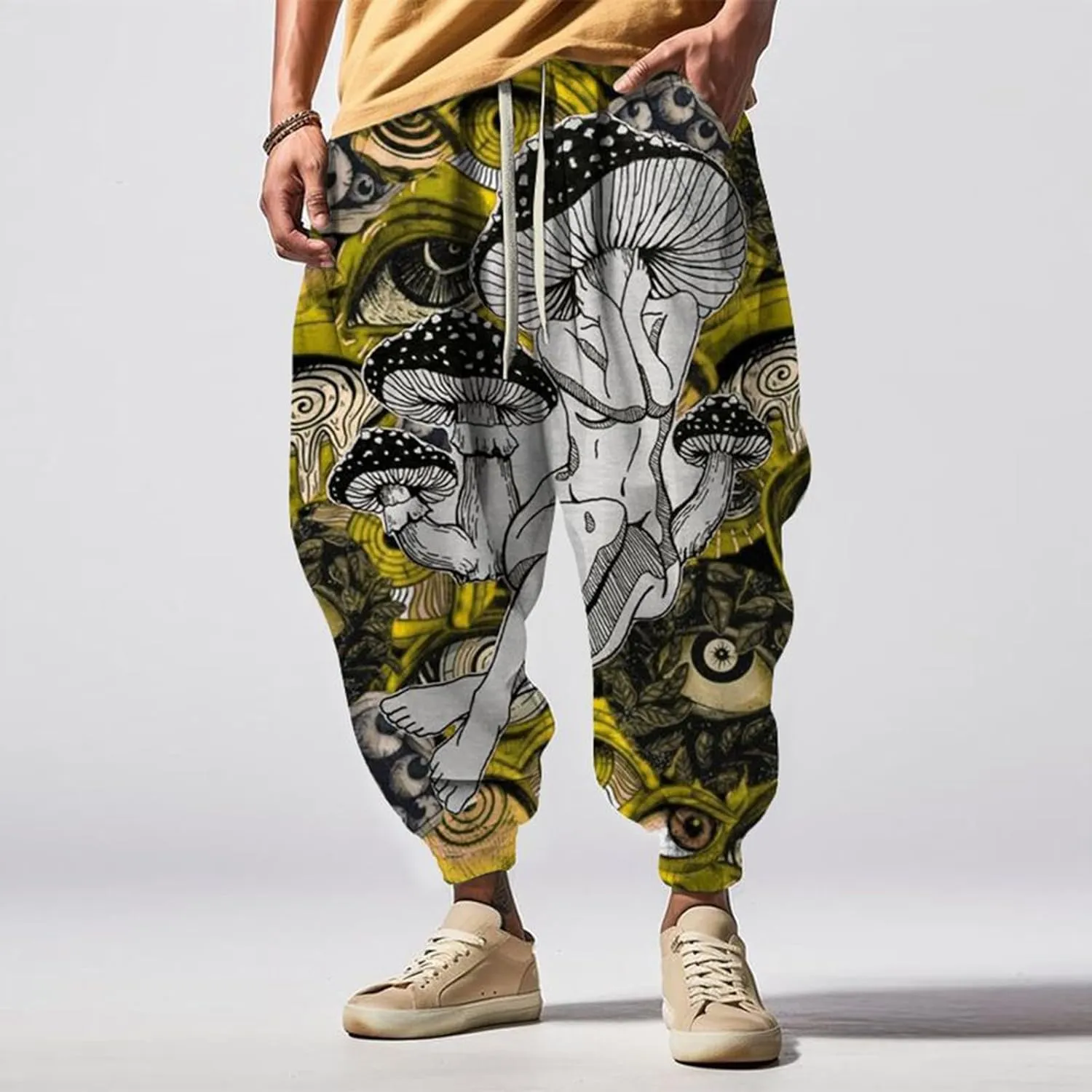 Baggy Wide Leg Pants Fashion Street Feel Casual Sweatpants Mens Drawstring Aladdil Hippie Harem Pants Yoga Pants Men