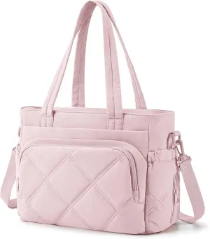BAGSMART Lunch Bag Women Large Lunch Box Insulated Tote Bag with Multi-Pockets Quilted Puffy Tote for Work, Outdoors