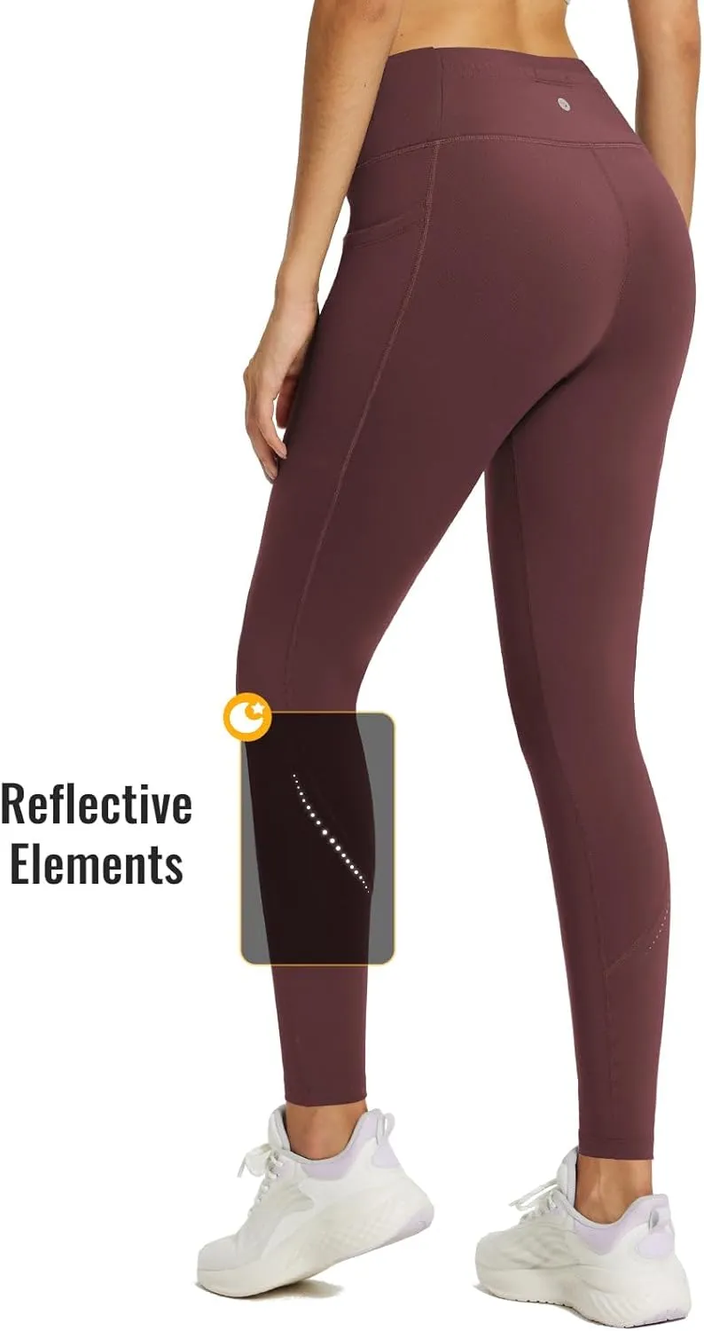 baleaf Fleece Lined Leggings Women Waterproof Thermal Pants Winter Workout Running Tights with Pockets Cold Weather Gear