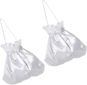 Baluue 2pcs White Drawstring Candy Bags Durable Cloth Wedding present Pouches for Parties Engagements Anniversaries Creative Festival Candy Pouches for Chocolates Treats