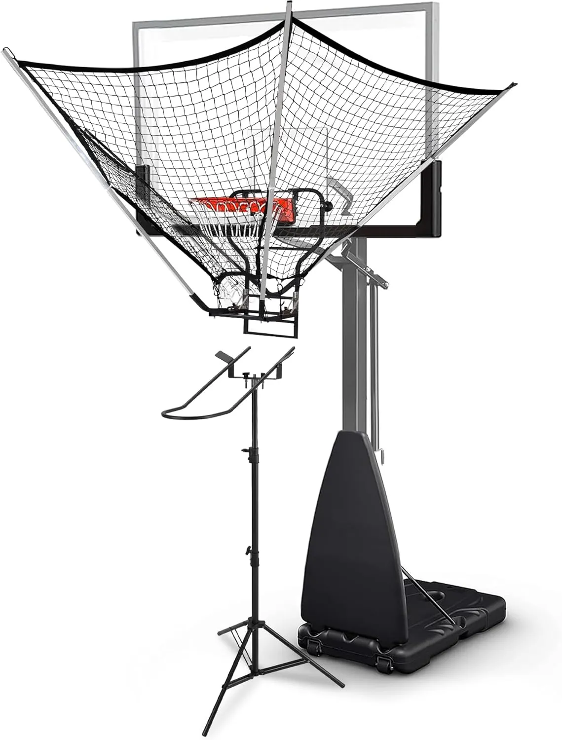 Basketball Rebounder Net with 360° Ball Return System - Quick Setup Galvanized Steel Frame, Weatherproof Design for Solo & Team Training
