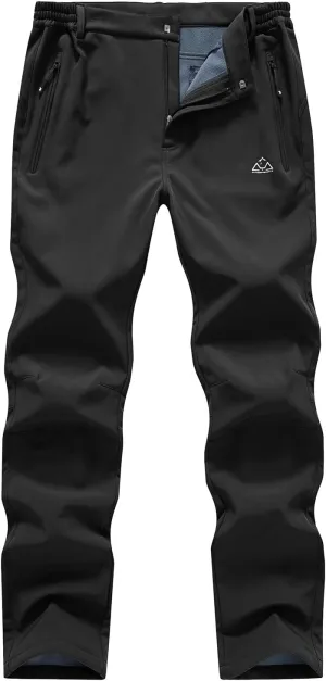 BASUDAM Men's Utility Work Pants Snow Waterproof Softshell Winter Fleece Lined Insulated Outdoor Mountain
