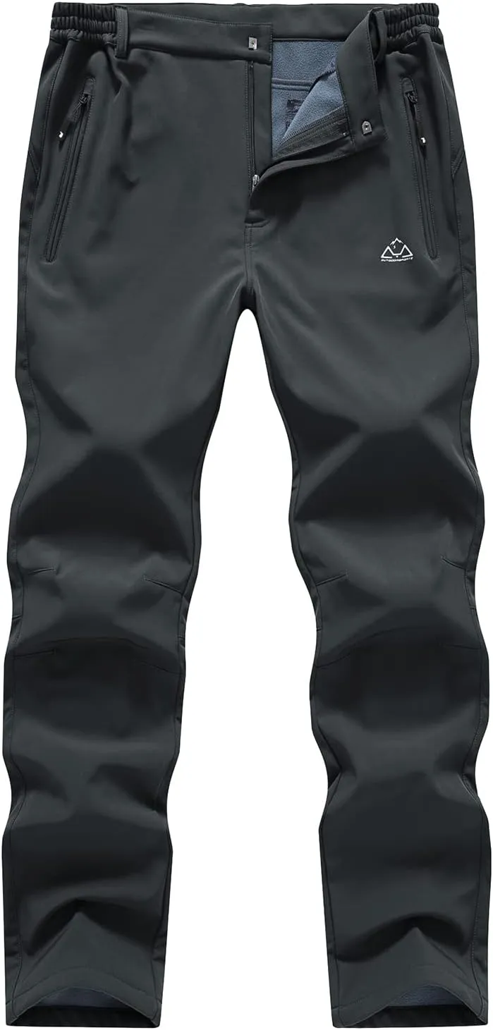 BASUDAM Men's Utility Work Pants Snow Waterproof Softshell Winter Fleece Lined Insulated Outdoor Mountain