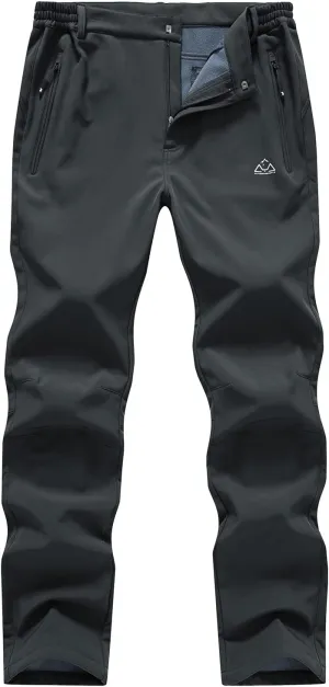BASUDAM Men's Utility Work Pants Snow Waterproof Softshell Winter Fleece Lined Insulated Outdoor Mountain