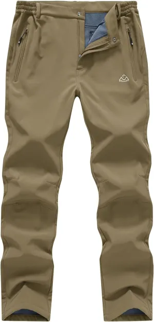 BASUDAM Men's Utility Work Pants Snow Waterproof Softshell Winter Fleece Lined Insulated Outdoor Mountain
