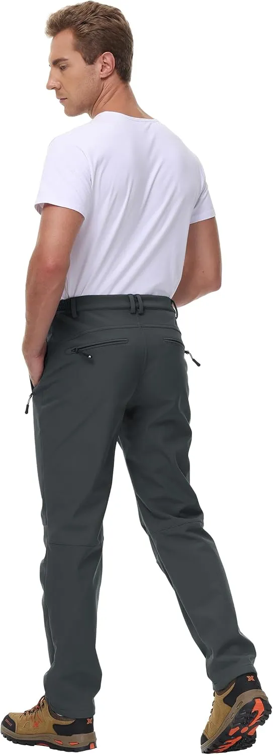 BASUDAM Men's Utility Work Pants Snow Waterproof Softshell Winter Fleece Lined Insulated Outdoor Mountain