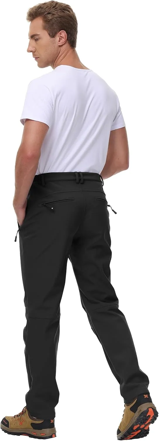 BASUDAM Men's Utility Work Pants Snow Waterproof Softshell Winter Fleece Lined Insulated Outdoor Mountain