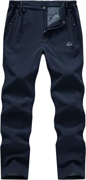 BASUDAM Men's Utility Work Pants Snow Waterproof Softshell Winter Fleece Lined Insulated Outdoor Mountain