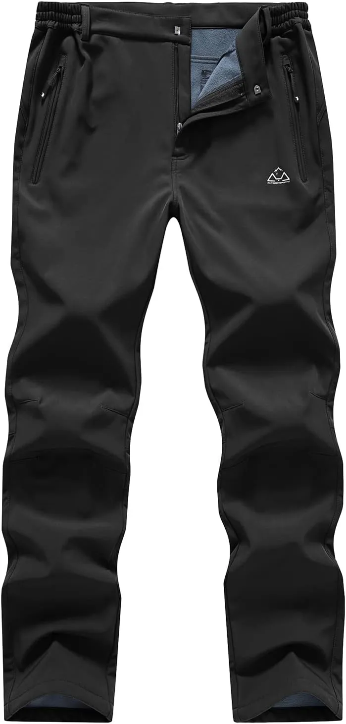 BASUDAM Men's Utility Work Pants Snow Waterproof Softshell Winter Fleece Lined Insulated Outdoor Mountain