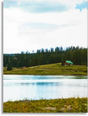 Bathroom Wall Art Colorado Mountain Lake Log Cabin National Forest Pictures Wall Decor Framed Canvas Wall Art for Bedroom Artwork Paintings Living Room Kitchen Farmhouse 16x20