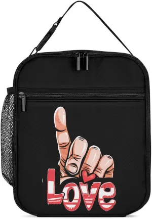 Be Kind Sign Language Love Lunch Bag Insulated Lunch Box Portable Lunch Tote Bag Handbags Case for Office, Work, Picnic